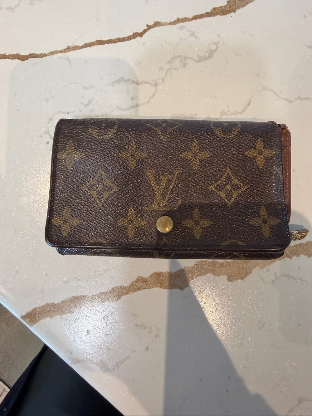 Louis Vuitton Monogram Zip and Snap Wallet in Brown and Gold